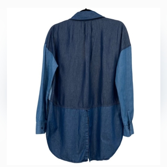 A.N.A. A New Approach Denim Patchwork Burron Down - Picture 2 of 7